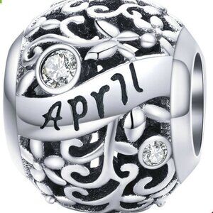 925 Stering Silver Charm April